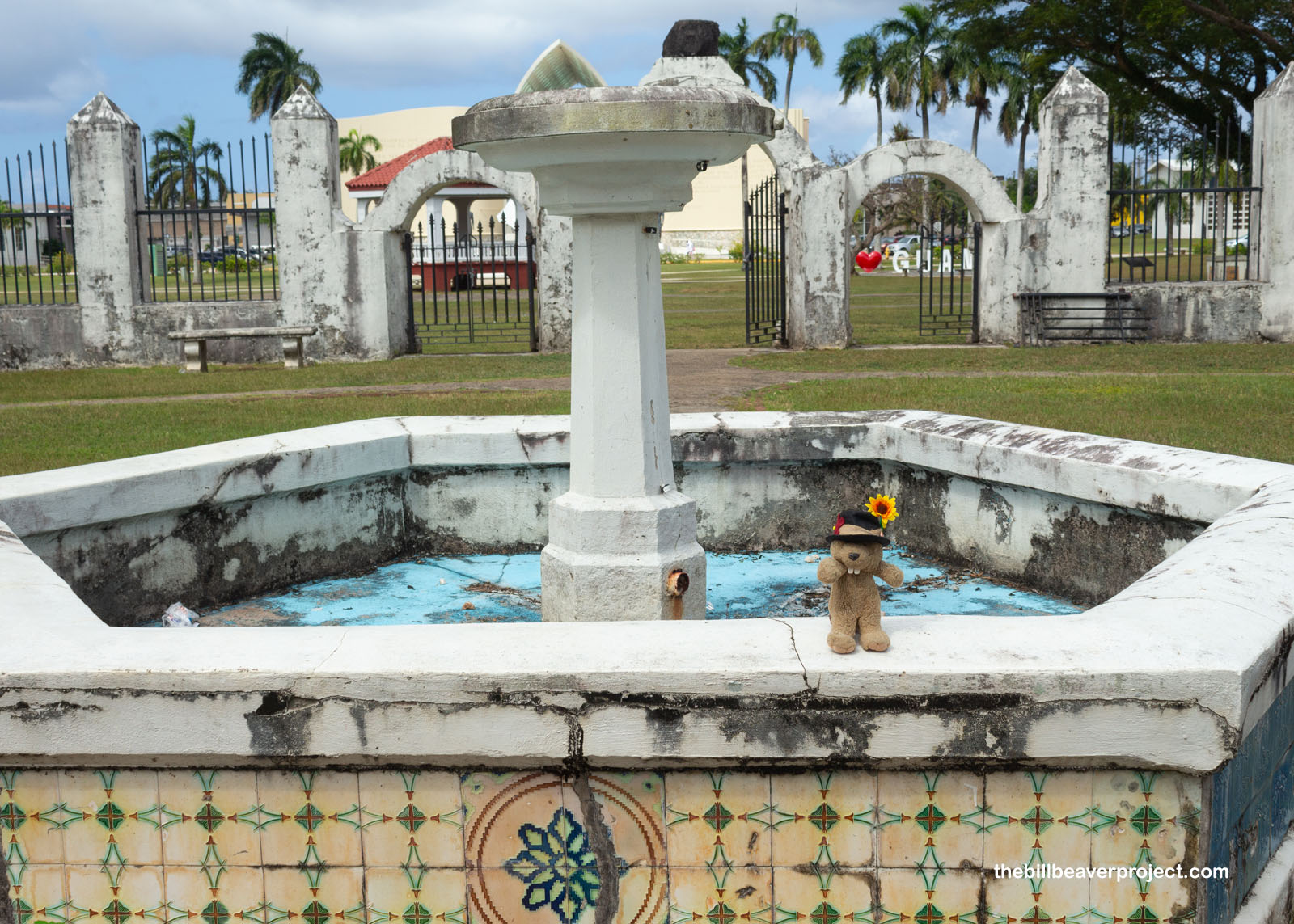 The courtyard fountain and arched gates!