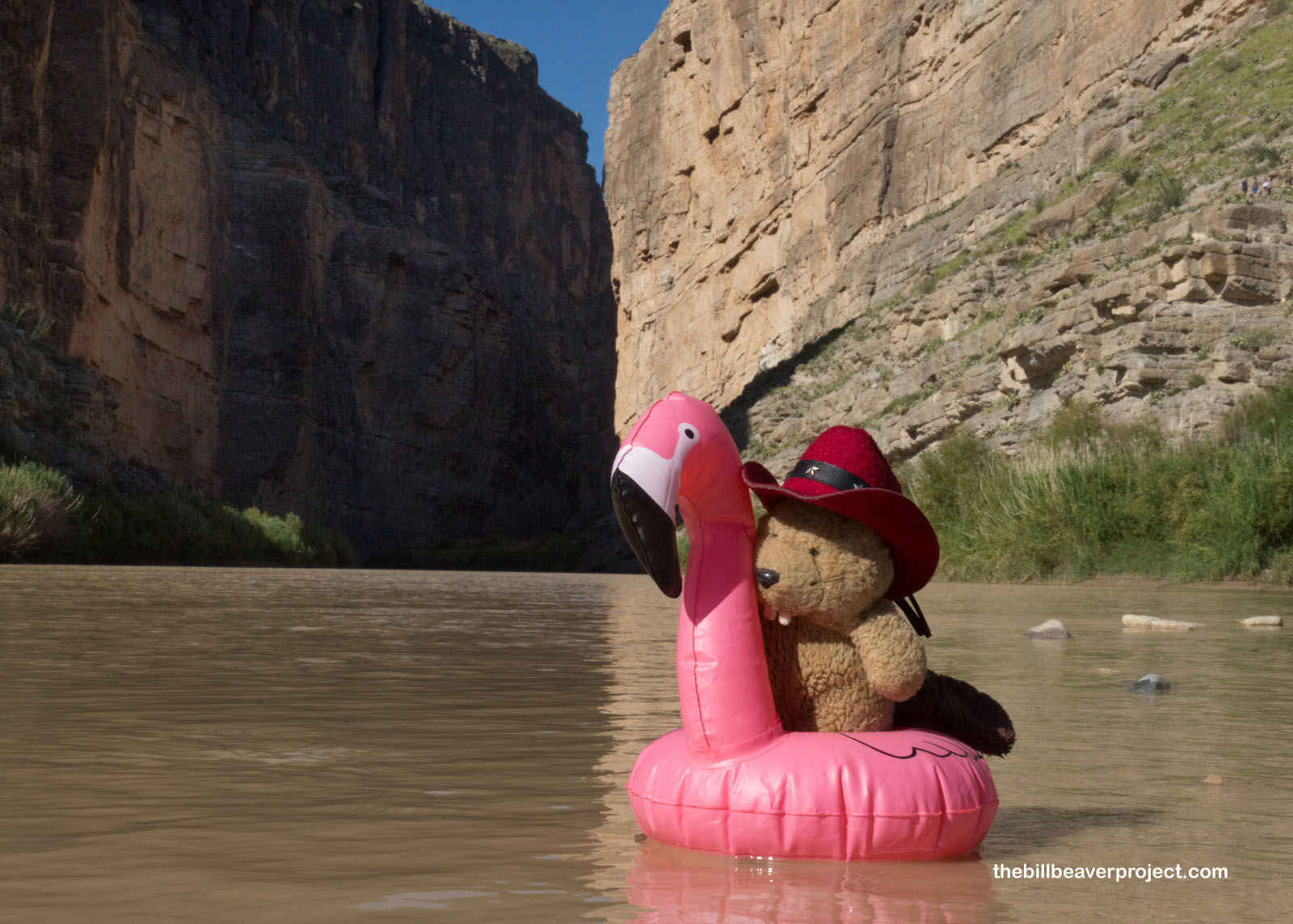 Floating the Rio Grande on my flamingo tube!