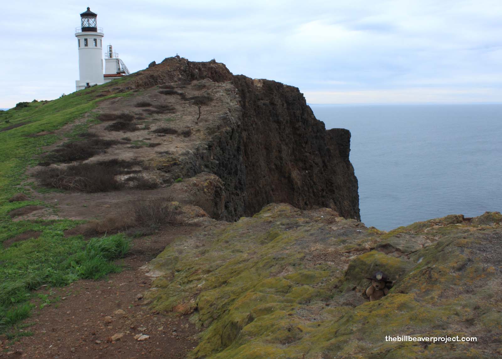 A lighthouse keeps ships safe near these rocks!
