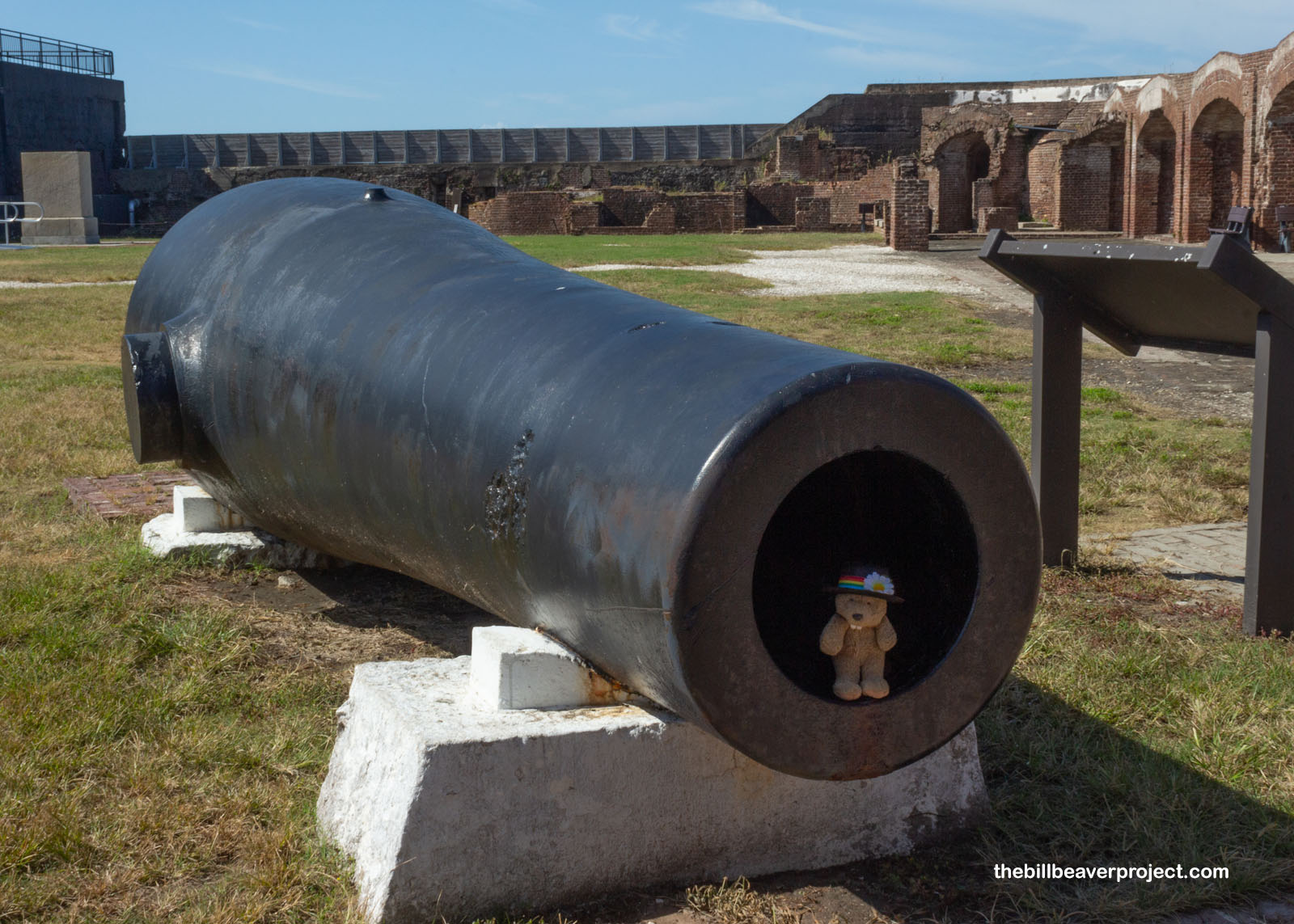 One of the huge cannons on display at Fort Sumter!